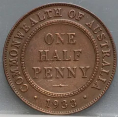 1/2 Penny 1933 Australië - Brons voorzijde
