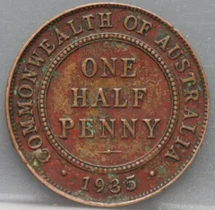 1/2 Penny 1935 Australië — Brons voorzijde