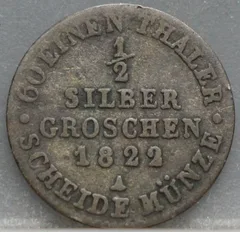 1/2 Silbergroschen 1822 Pruisen Zilver voorzijde