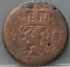 1/2 Stuiver 1824 – Nederlands-Indië – Koper achterzijde