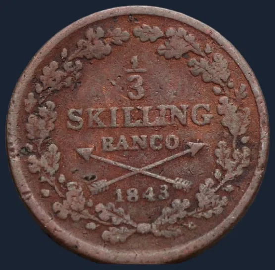 1/3 Skilling Banco 1835-1843 Zweden Carl XIV Johan