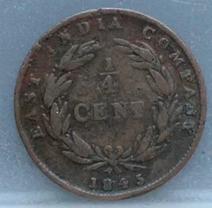 1/4 Cent 1845 — East India Company achterzijde