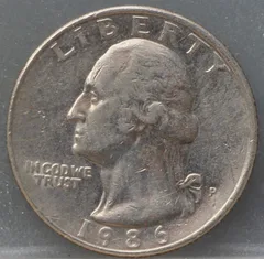 1/4 Dollar 1986 P — USA Washington voorzijde, cupro-nikkel