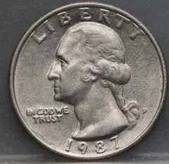 1/4 Dollar 1987 P — USA Washington voorzijde, cupro-nikkel