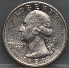 1/4 Dollar 1988 D — USA Washington voorzijde, Cupro-nikkel