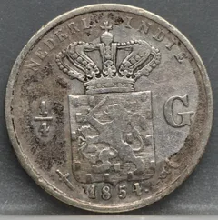 1/4 Gulden 1854 Nederlands-Indië Zilver voorzijde