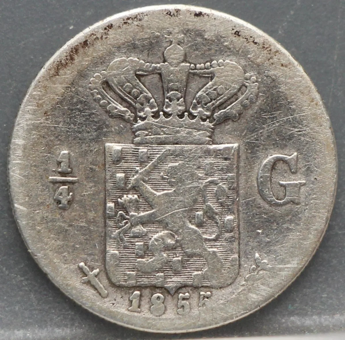 1/4 Gulden 1855 Nederlands-Indië Zilver voorzijde