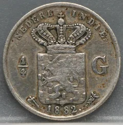 1/4 Gulden 1882 Nederlands-Indië Zilver voorzijde