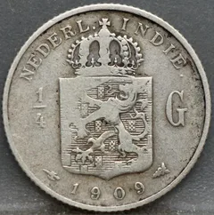 1/4 Gulden 1909 Nederlands-Indië — Zilver voorzijde