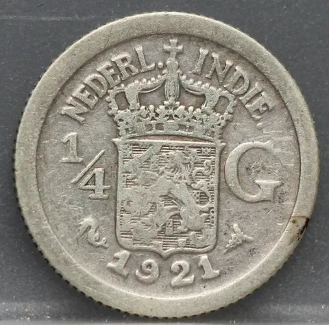 1/4 Gulden 1921 Nederlands-Indië Zilver