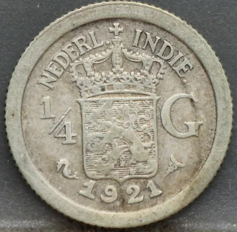 1/4 Gulden 1921 Nederlands-Indië Zilver