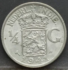 1/4 Gulden 1941 P Nederlands-Indië — Zilver voorzijde, Zilver .720