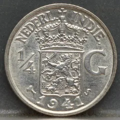 1/4 Gulden 1941 S Nederlands-Indië — Zilver voorzijde, Zilver .720
