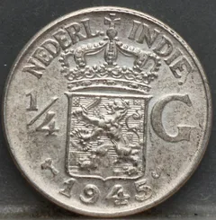 1/4 Gulden 1945 S — Nederlands-Indië Zilver voorzijde