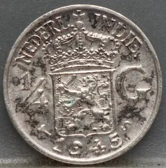 1/4 Gulden 1945 S — Nederlands-Indië Zilver voorzijde