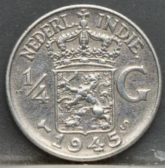 1/4 Gulden 1945 S — Nederlands-Indië Zilver voorzijde