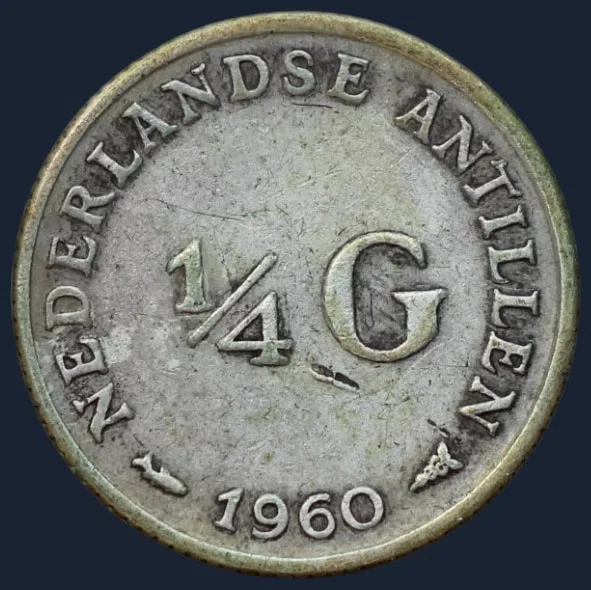 1/4 Gulden 1960 Nederlandse Antillen Zilver