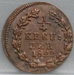 1/4 Kreuzer 1822 Nassau — Koper voorzijde