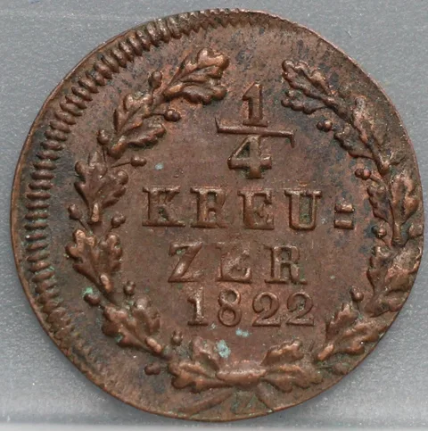 1/4 Kreuzer 1822 Nassau — Koper