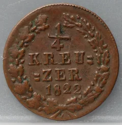 1/4 Kreuzer 1822 Nassau — Koper voorzijde