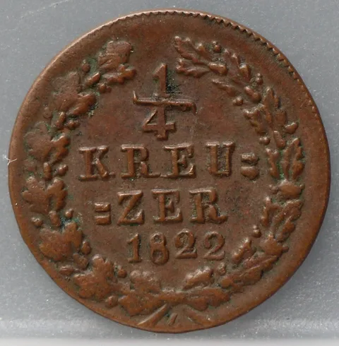 1/4 Kreuzer 1822 Nassau — Koper
