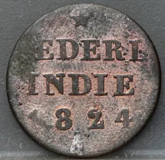 1/4 Stuiver 1824 – Nederlands-Indië – Koper voorzijde