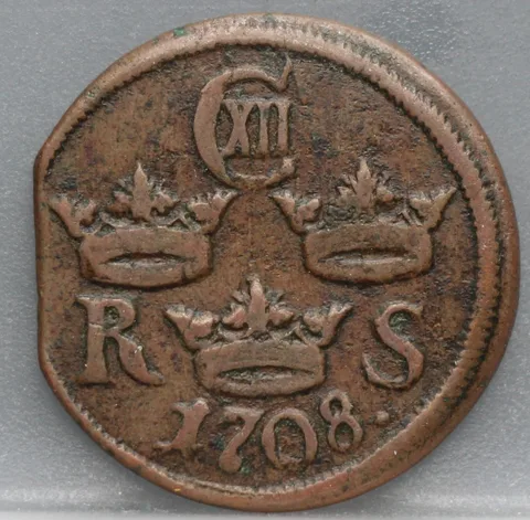 1/6 Öre 1708 Zweden Koper