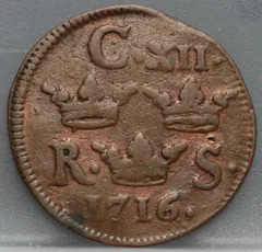 1/6 Öre 1716 Zweden — Koper voorzijde