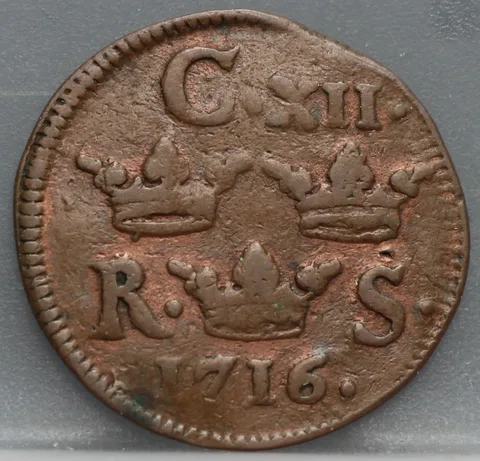 1/6 Öre 1716 Zweden — Koper