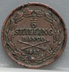1/6 Skilling Banco 1852 Zweden — Koper voorzijde
