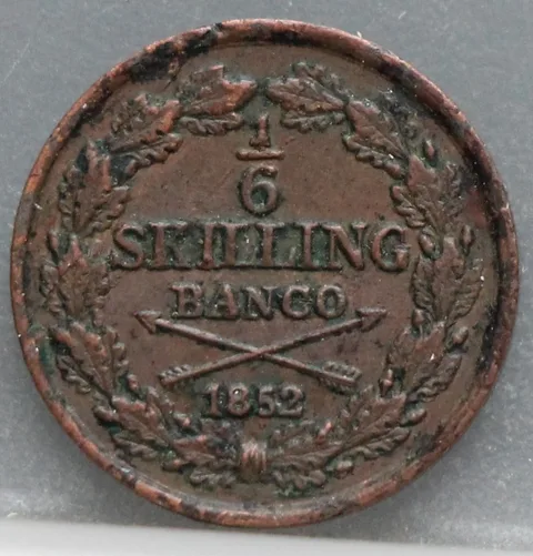 1/6 Skilling Banco 1852 Zweden — Koper