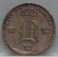 1/6 Skilling Banco 1852 Zweden — Koper achterzijde