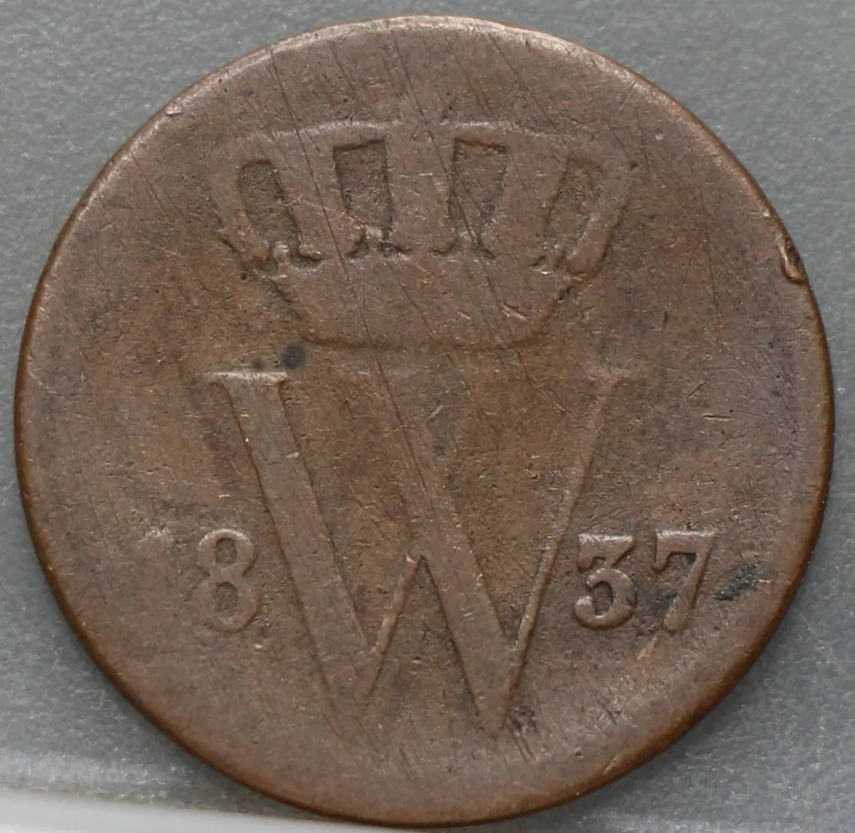 1 Cent 1837 Willem I — Koper voorzijde