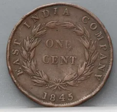 1 Cent 1845 — East India Company achterzijde