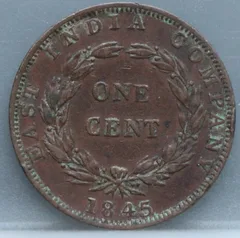 1 Cent 1845 — East India Company achterzijde