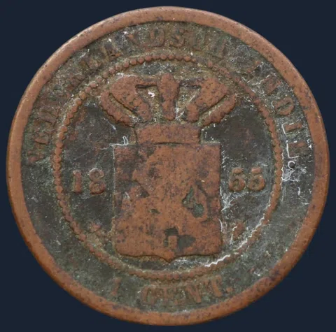 1 Cent 1855 Nederlands-Indië - schaars!