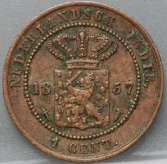 1 Cent 1857 Nederlands-Indië Koper voorzijde