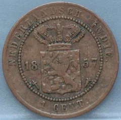 1 Cent 1857 Nederlands-Indië — Koper voorzijde