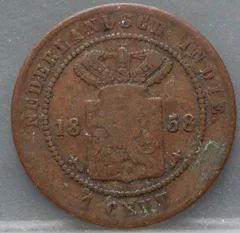 1 Cent 1858 – Nederlands-Indië – Brons voorzijde