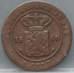 1 Cent 1860 – Nederlands-Indië – Brons voorzijde