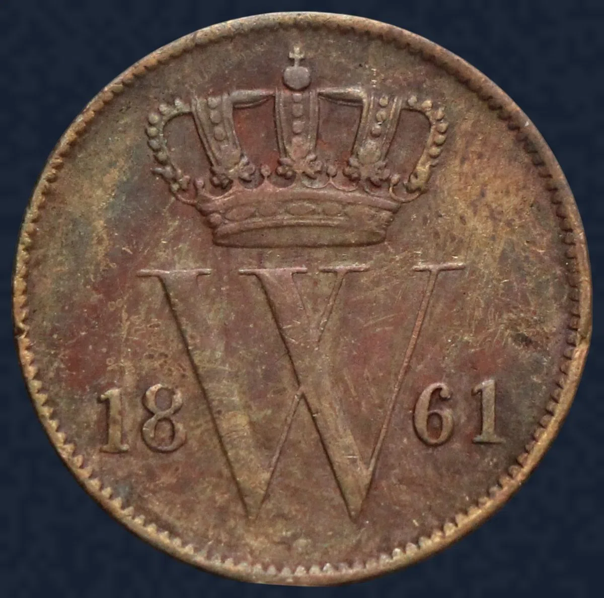 1 Cent 1861 Willem III Koper