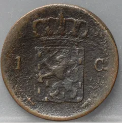 1 Cent 1863 Willem III — Koper achterzijde, Nederland
