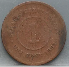 1 Cent 1883 Straits Settlements achterzijde