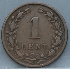 1 Cent 1884 — Brons achterzijde