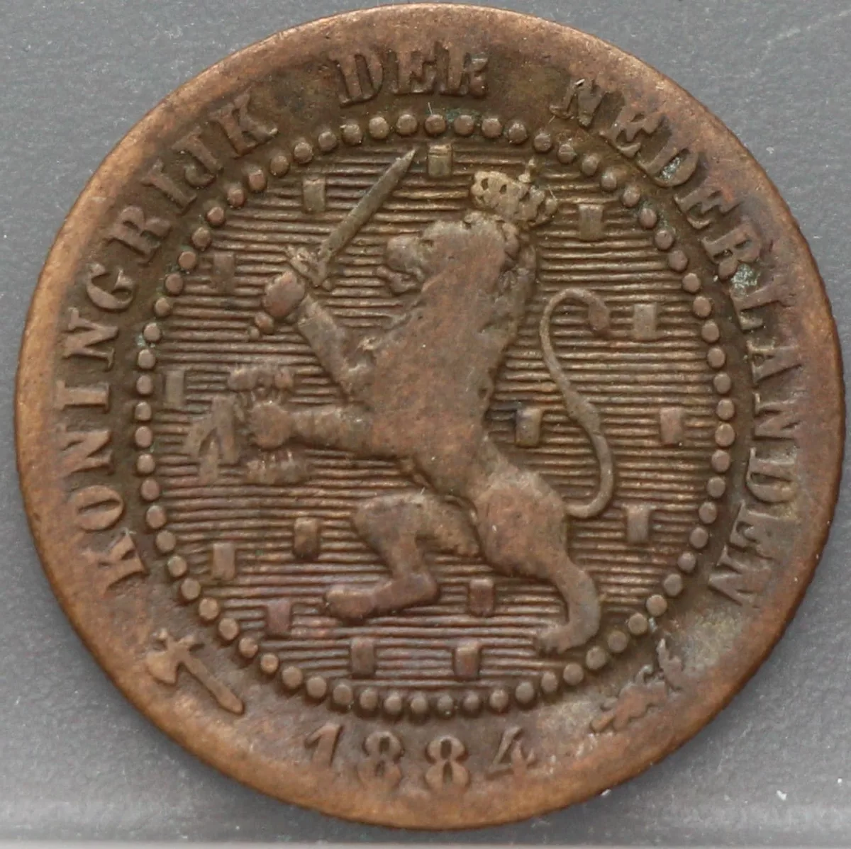 1 Cent 1884 Willem III — Brons voorzijde