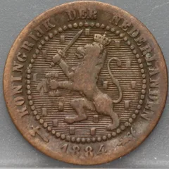 1 Cent 1884 Willem III — Brons voorzijde