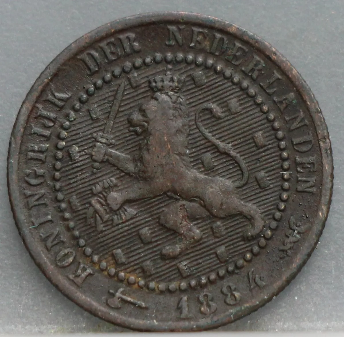1 Cent 1884 — Willem III Brons voorzijde