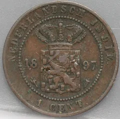 1 Cent 1897 – Nederlands-Indië – Koper voorzijde