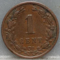 1 Cent 1899 Wilhelmina achterzijde