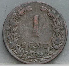 1 Cent 1902 Wilhelmina — Brons achterzijde
